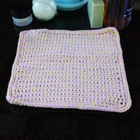 NEW 💖 Cotton Washcloth Pink Yellow Hypoallergenic Hand Crafted - Picture 7 of 10
